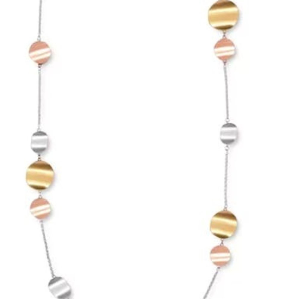 Alfani Tri-Tone Rippled Disk Station Necklace 40 2 Extender 18$